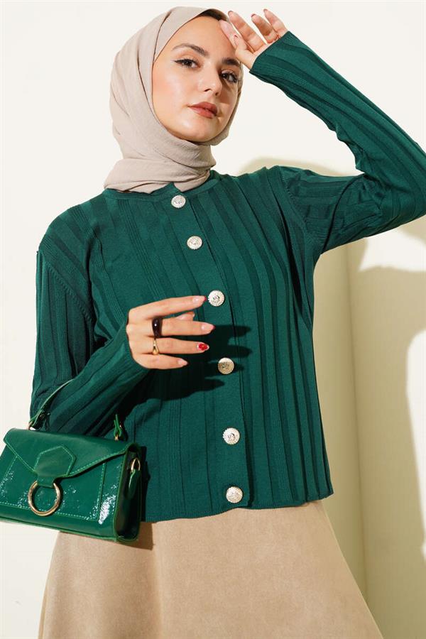 Corduroy Buttoned Knitwear Cardigan Nefti