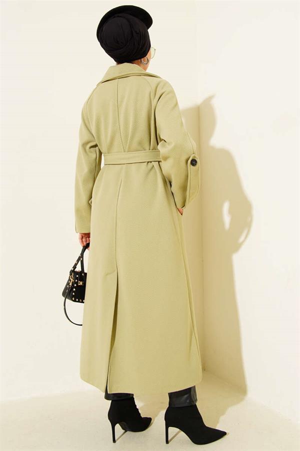 Corduroy Belted Cashmere Coat Mint
