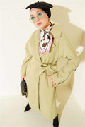 Corduroy Belted Cashmere Coat Mint