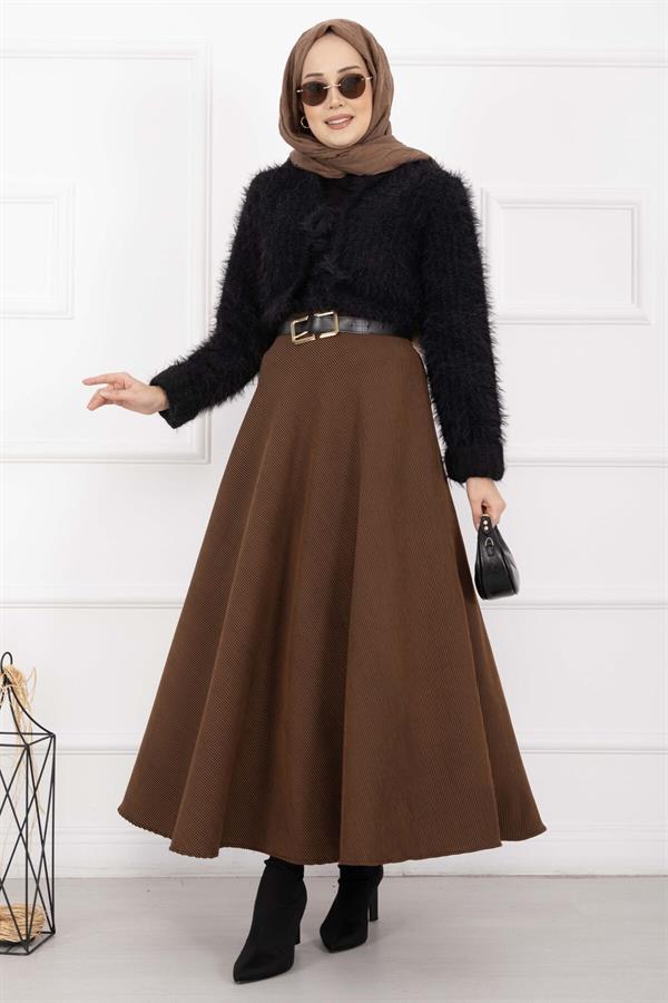 Ribbed Mevlana Skirt Coffee