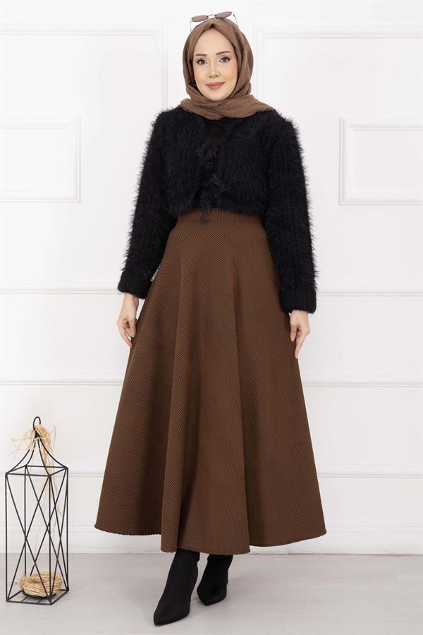 Ribbed Mevlana Skirt Coffee