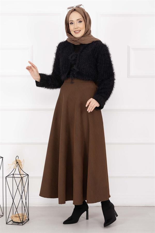 Ribbed Mevlana Skirt Coffee