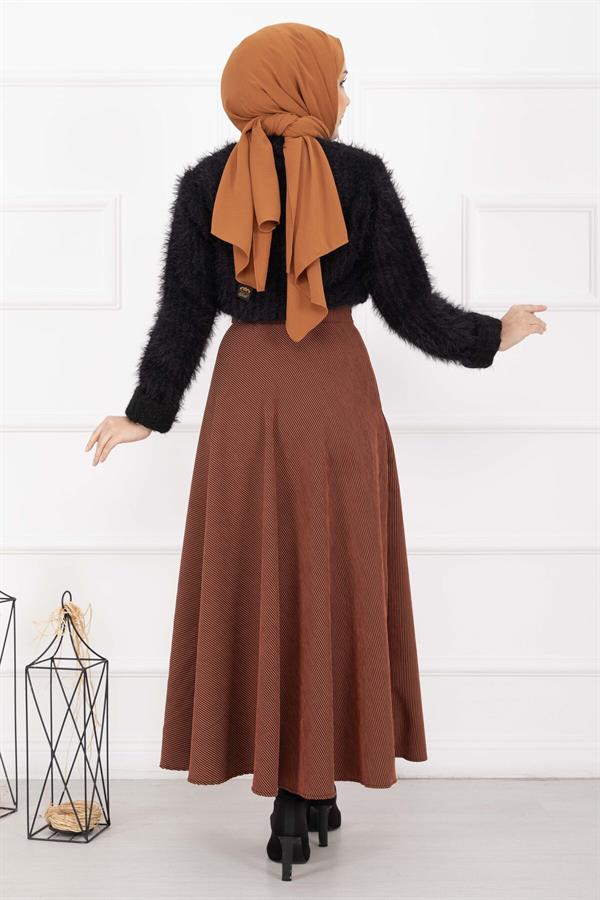 Ribbed Mevlana Skirt in Tan