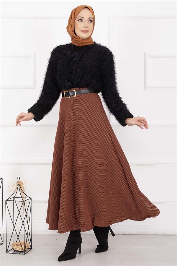 Ribbed Mevlana Skirt in Tan