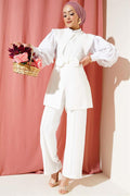 Bow Detailed Sailor Collar 2 Piece Set White