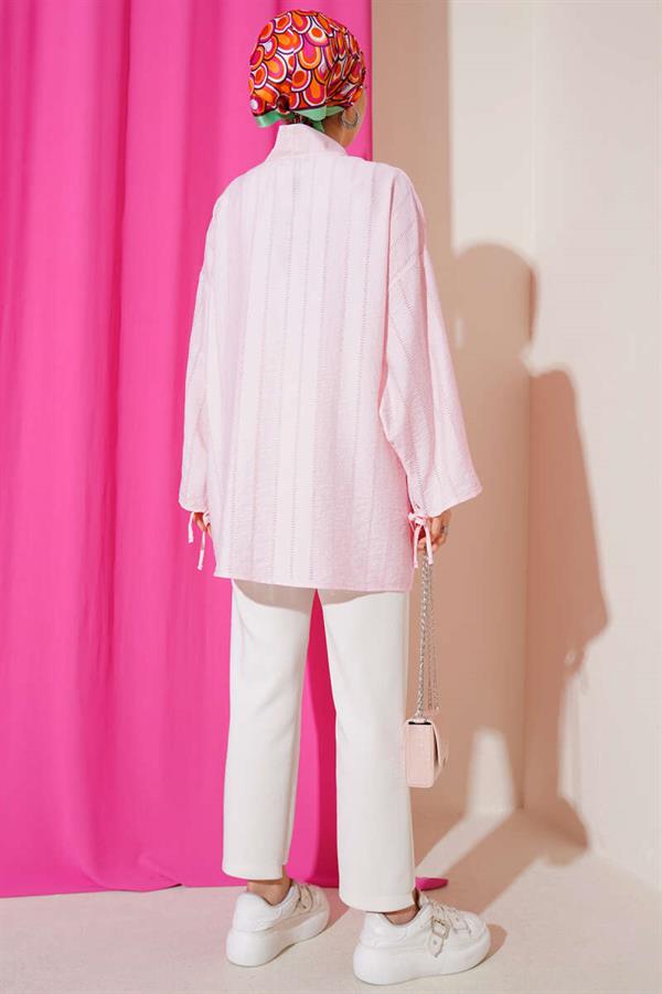 Pink Kimono with Bow Detail and Buttons