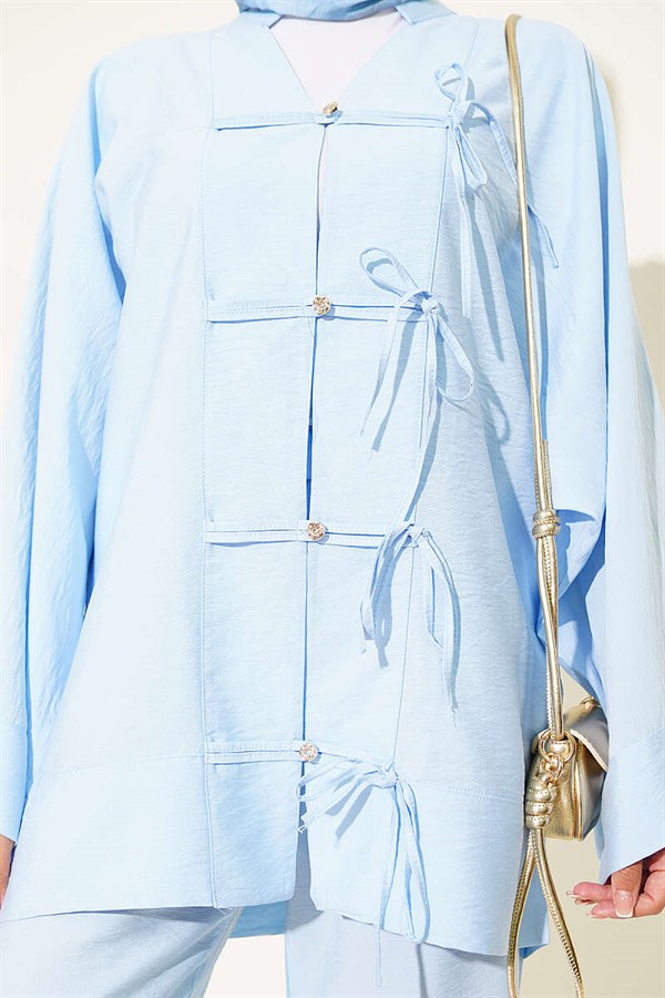 Kimono 2 Piece Set with Bow Detail, Blue
