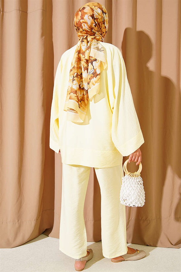 Kimono 2 Piece Set with Bow Detail, Yellow