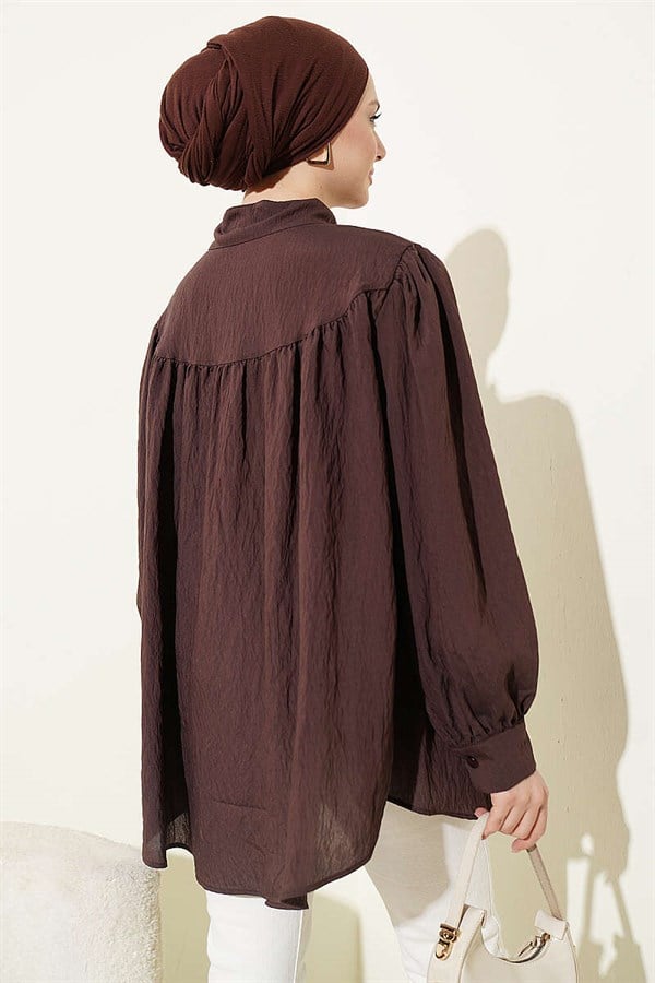 Oversize Shirt with Bow Detail, Brown