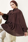 Oversize Shirt with Bow Detail, Brown