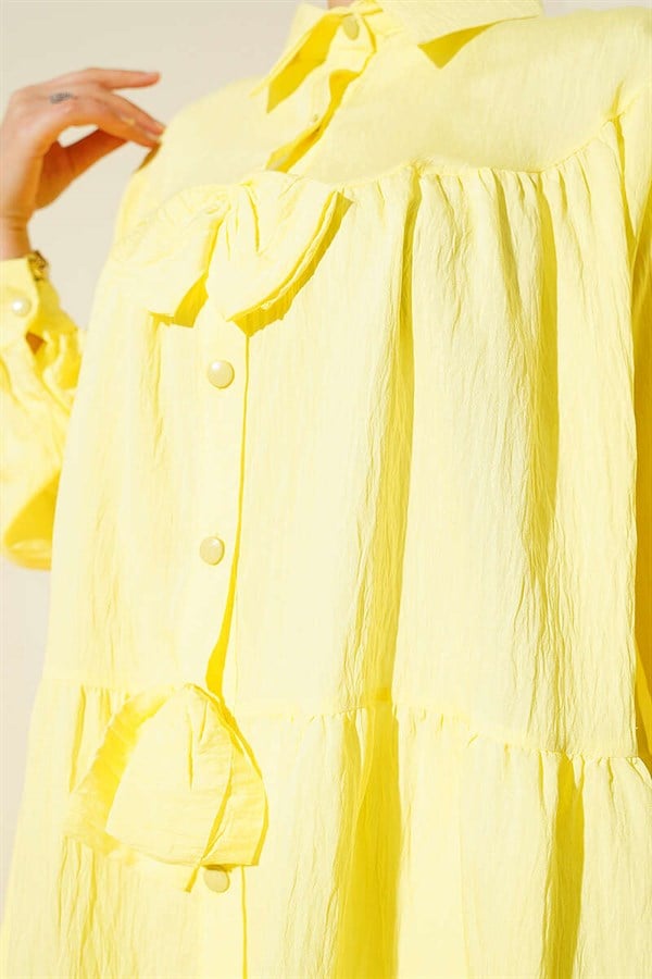 Oversize Shirt with Bow Detail, Yellow