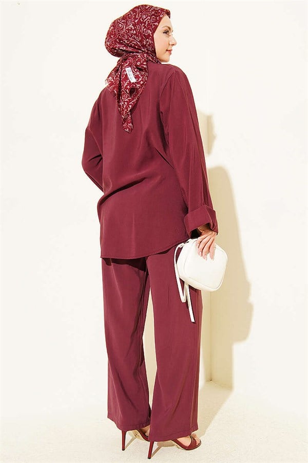 Tencel 2 Piece Set with Bow Detail, Burgundy
