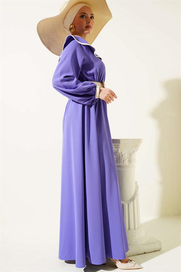 Baby Girl Collar Dress with Bow Belt Lilac
