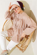 Bow-Tie Pleated Shirt Beige