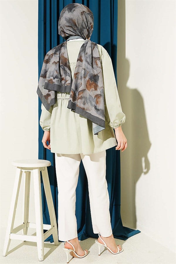 Gathered Shirt with Bow, Mint