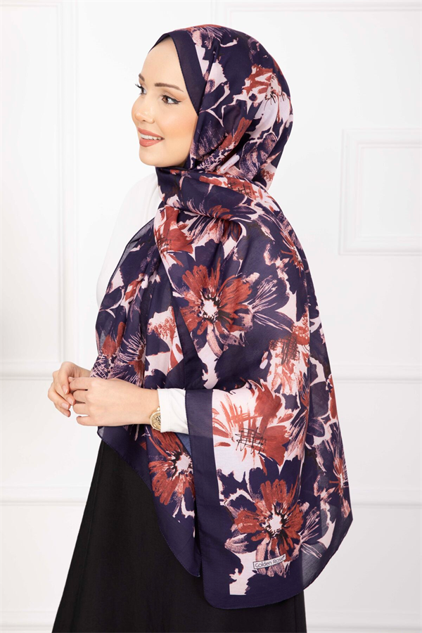 Floral Flower Patterned Shawl Series, Plum