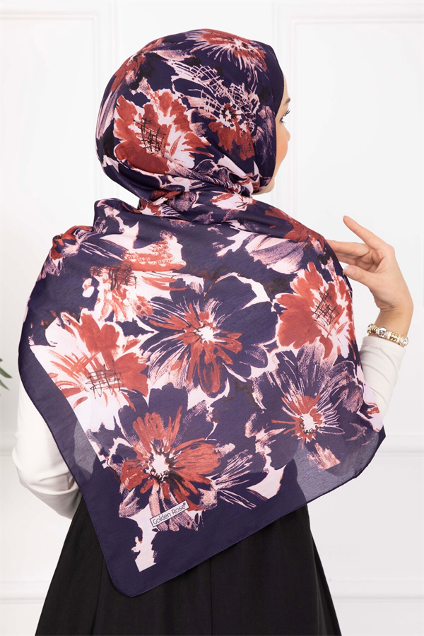 Floral Flower Patterned Shawl Series, Plum