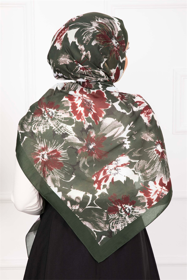 Floral Flower Patterned Scarf Series Emerald