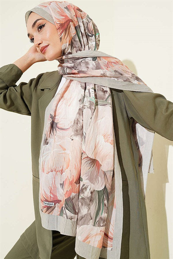 Floral Nature Bamboo Crush Shawl Light Green
