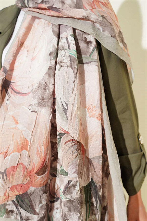 Floral Nature Bamboo Crush Shawl Light Green