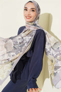 Floral Nature Bamboo Crush Shawl Grey