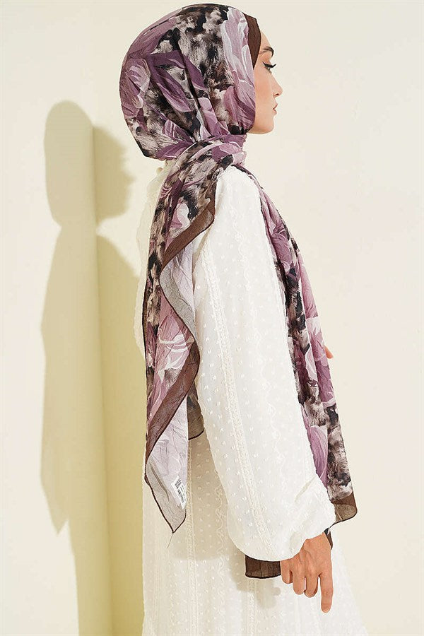 Floral Nature Bamboo Crush Shawl Camouflage Green