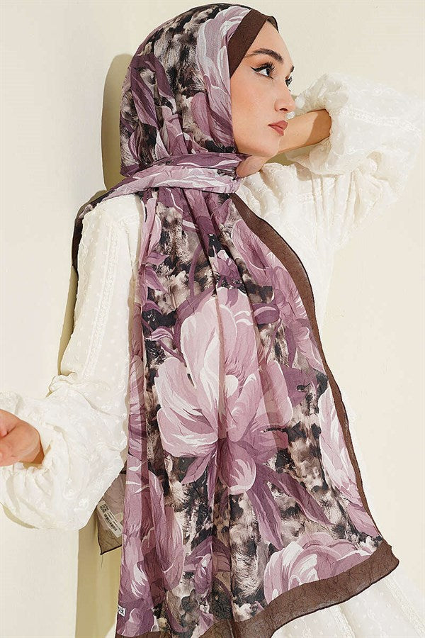 Floral Nature Bamboo Crush Shawl Camouflage Green