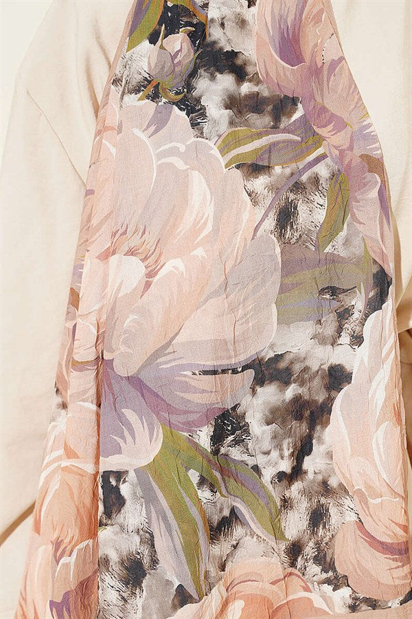 Floral Nature Bamboo Crush Shawl Latte
