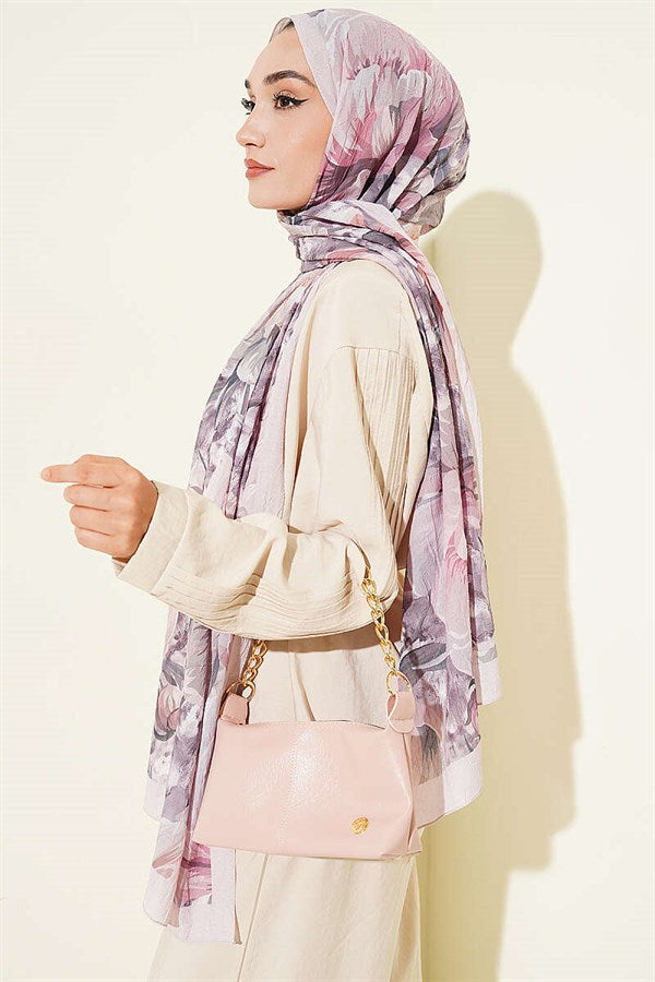 Floral Nature Bamboo Crush Shawl Powder
