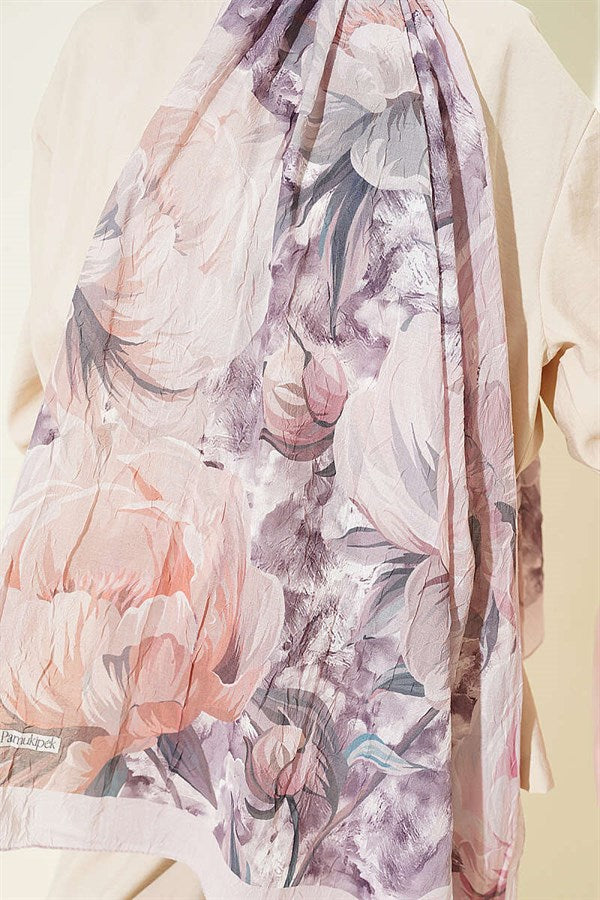 Floral Nature Bamboo Crush Shawl Powder