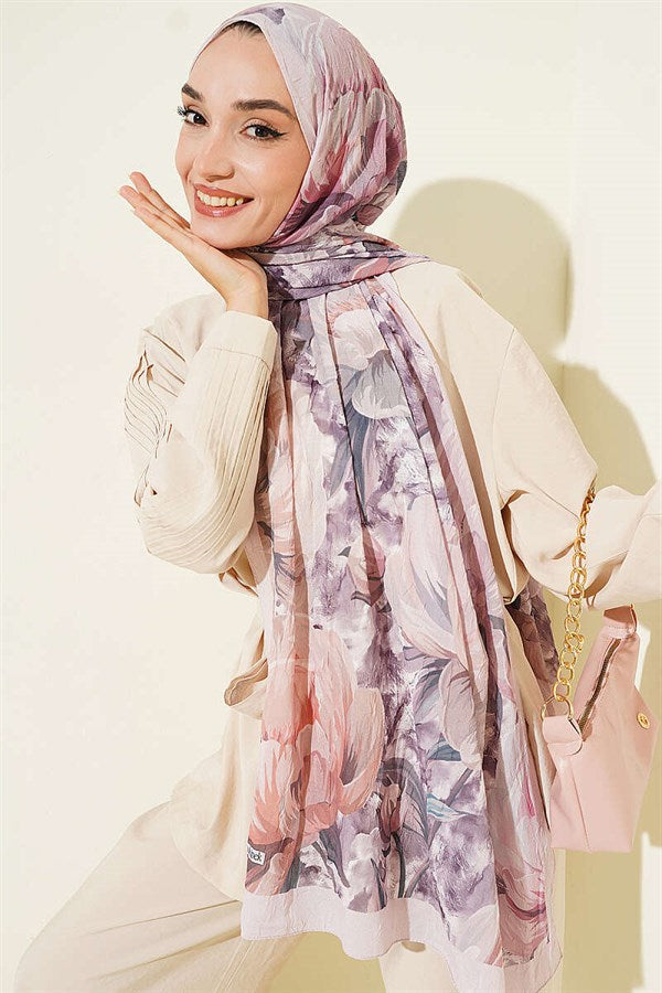 Floral Nature Bamboo Crush Shawl Powder