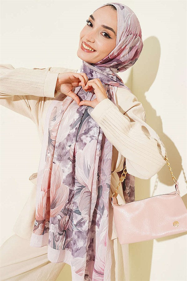 Floral Nature Bamboo Crush Shawl Powder