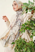 Floral Nature Bamboo Crush Shawl Champagne