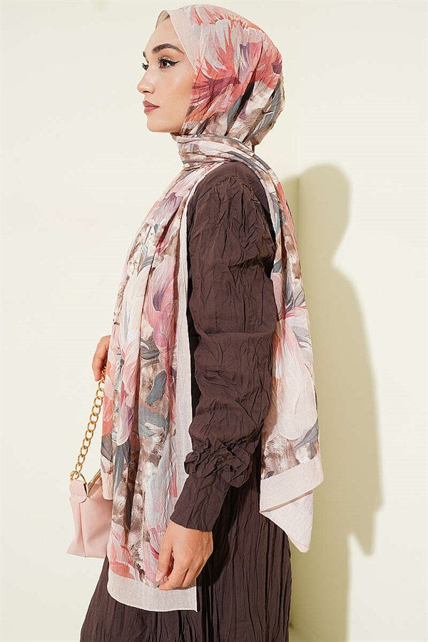 Floral Nature Bamboo Crush Shawl Stone