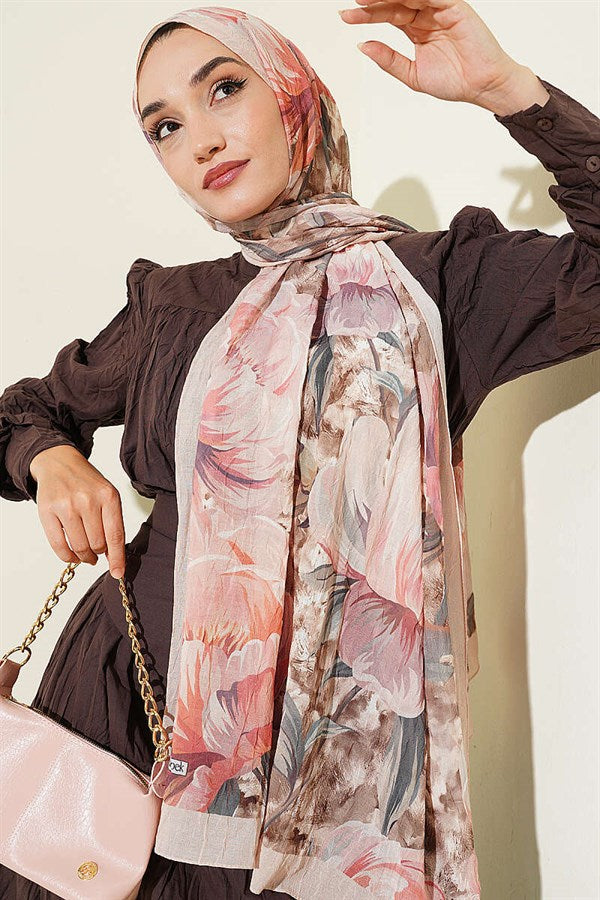 Floral Nature Bamboo Crush Shawl Stone