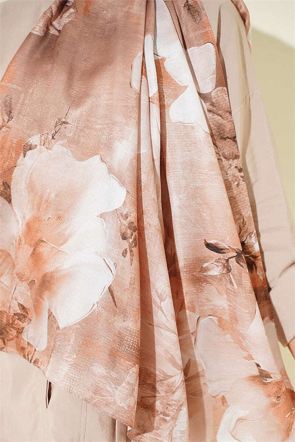 Flower Digital Print Scarf Latte