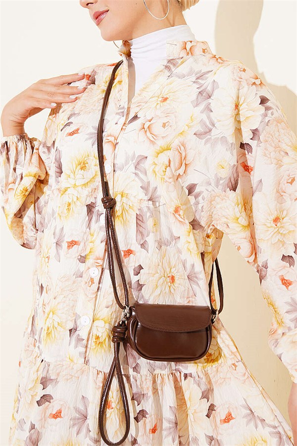 Flowers Pattern Buttoned Dress Yellow