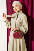 Jacket with Scarf Detail 2 Piece Set, Beige