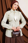 Scarf Waist Dart Shirt Mint