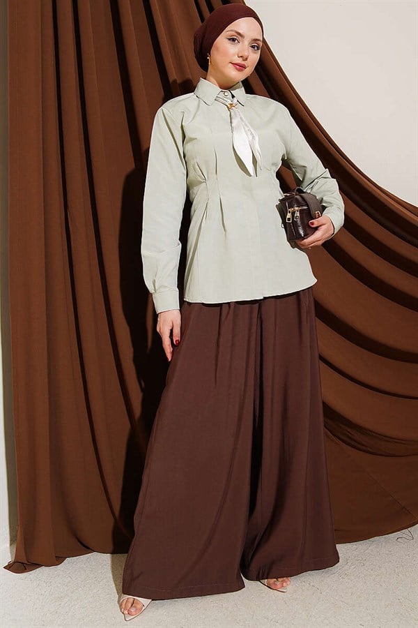 Scarf Waist Dart Shirt Mint