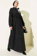 Scarf and Rope Lace Detailed Dress Black