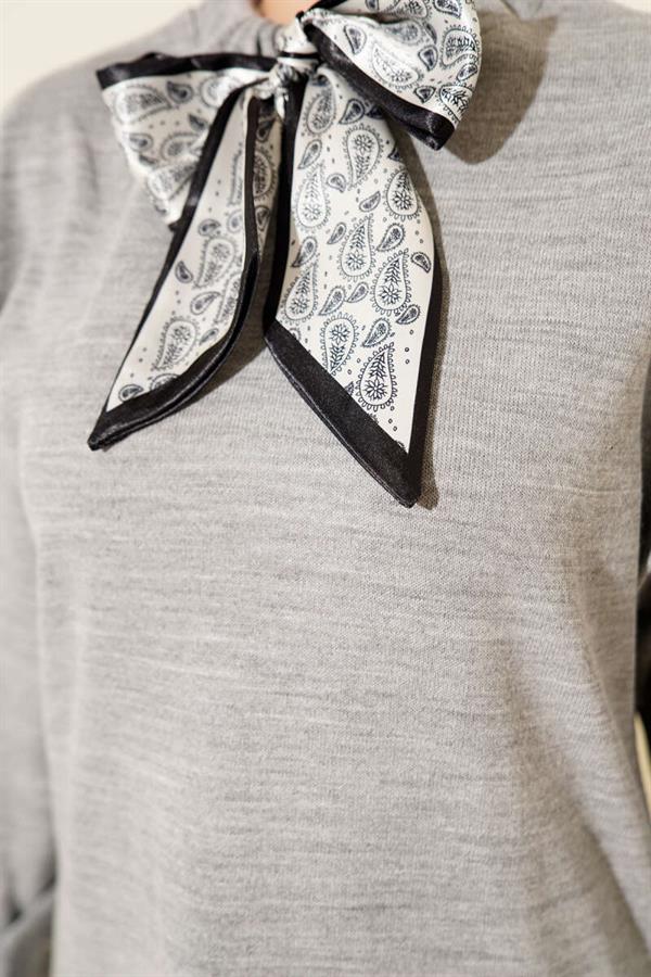 Scarf Knitwear 2 Piece Set Gray