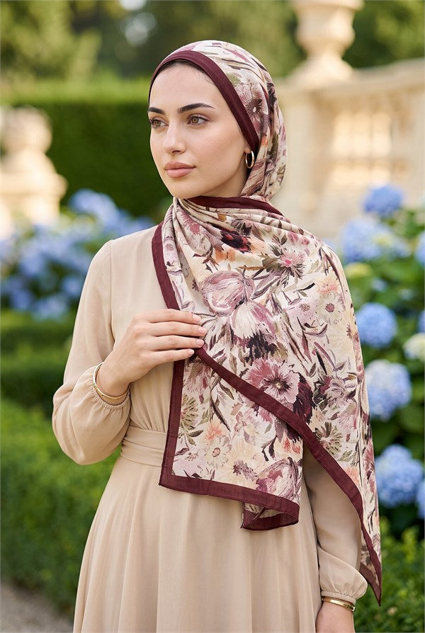 Garden Floral Shawl Series Burgundy