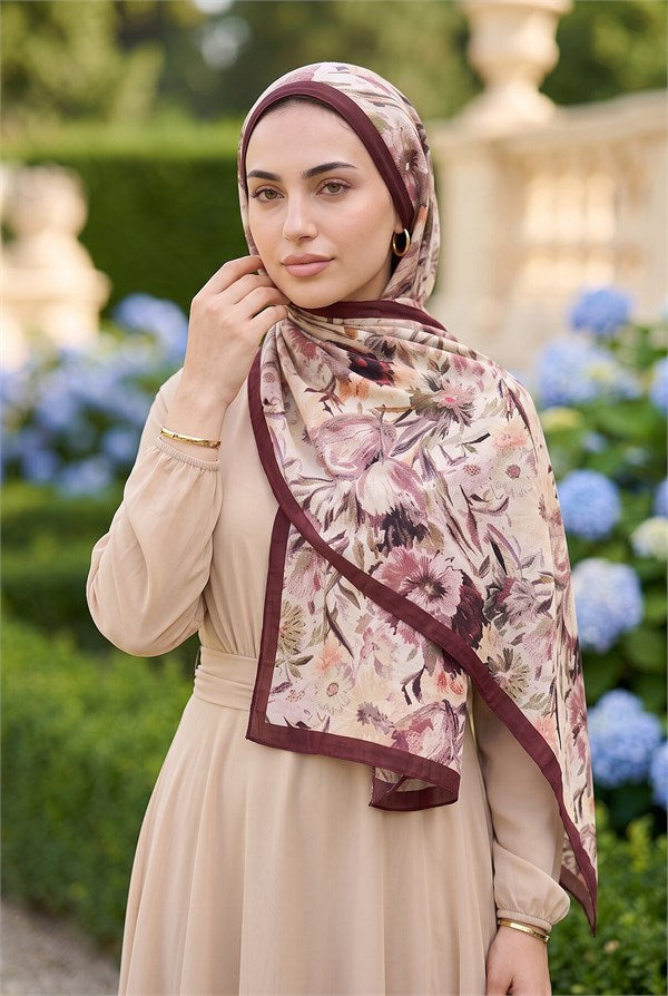 Garden Floral Shawl Series Burgundy