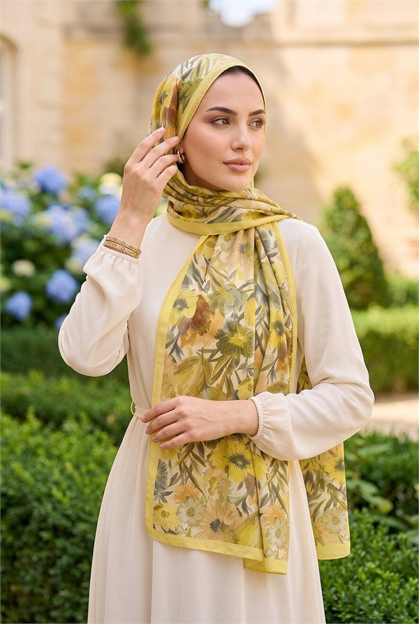 Garden Floral Shawl Series Green Olive