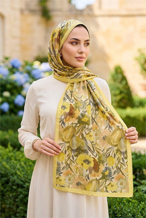 Garden Floral Shawl Series Green Olive