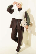 2 Piece Set with Trim and Waistline, Coffee