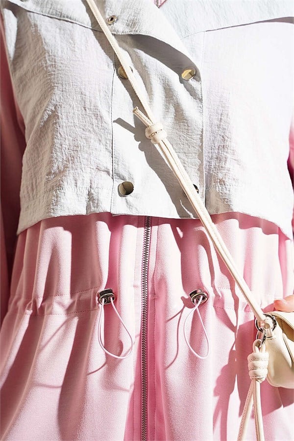 2 Piece Set with Trim and Waistline, Pink