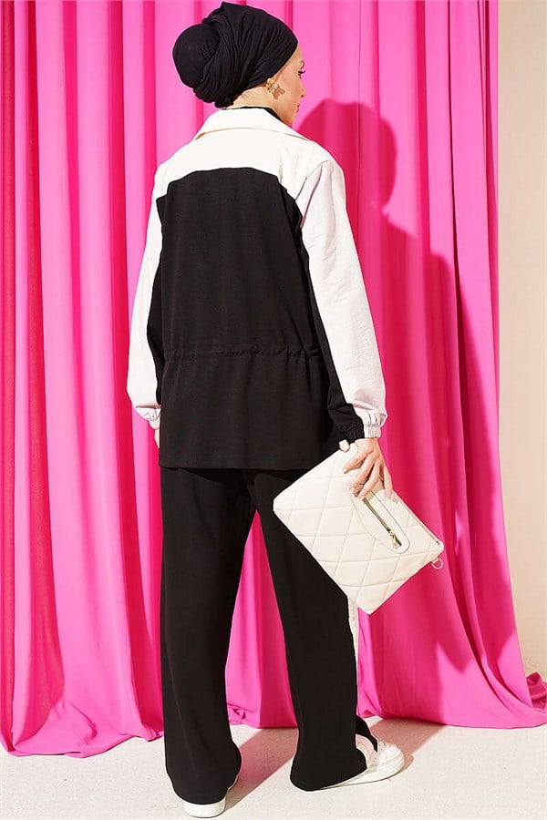 2 Piece Set with Trim and Waistline, Black