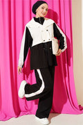 2 Piece Set with Trim and Waistline, Black